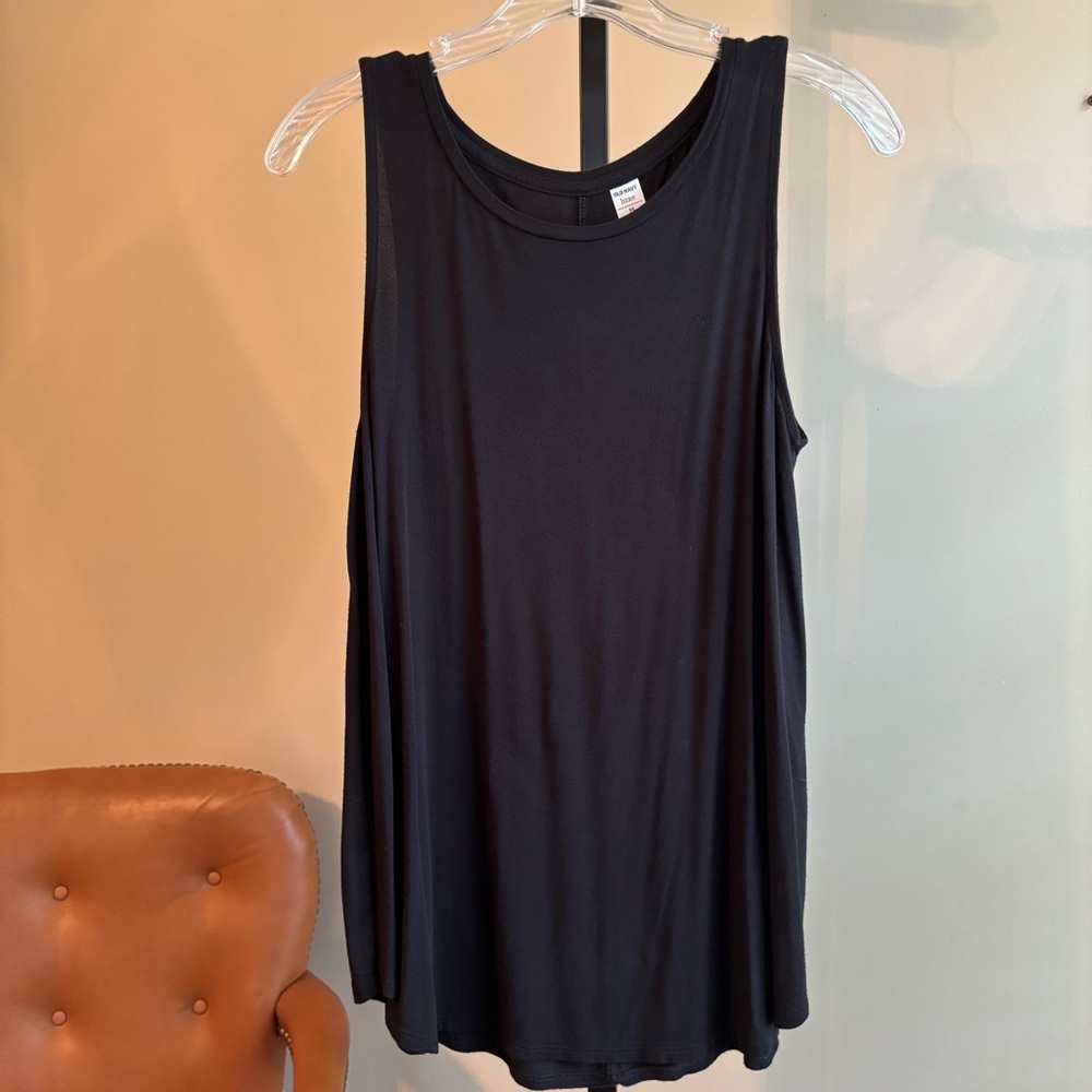 Black/Teal/Cream Relaxed Swing Tank Tops with Rounded Neckline